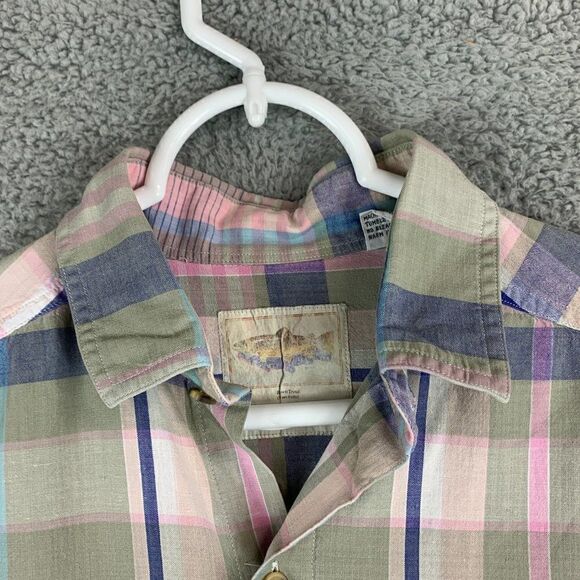 The North Face Shirt Mens Medium Green Plaid Brown Trout Outdoor Hiking Fishing - Picture 2 of 12